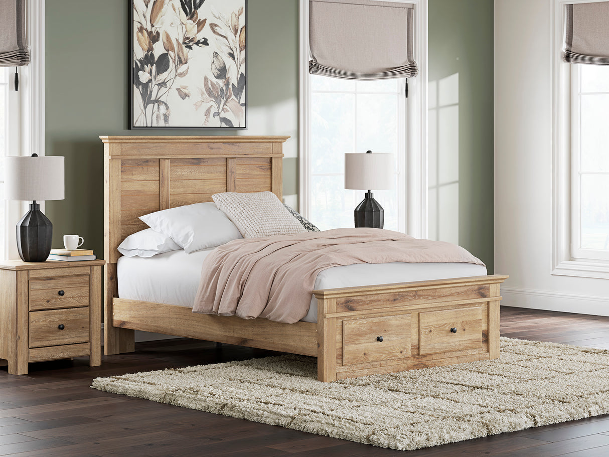 Makidern Tan Footboard Storage Youth Panel Bedroom Set with 2 Footboard Drawers from Ashley - Luna Furniture