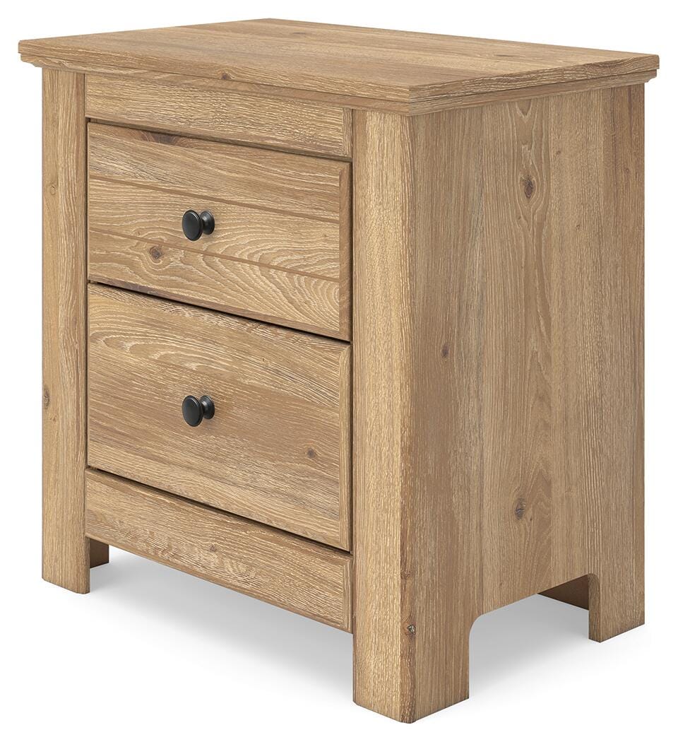 Makidern Tan King Panel Bed, Dresser, Mirror and 2 Nightstands