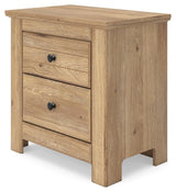 Makidern Tan King Panel Bed, Dresser, Mirror and 2 Nightstands