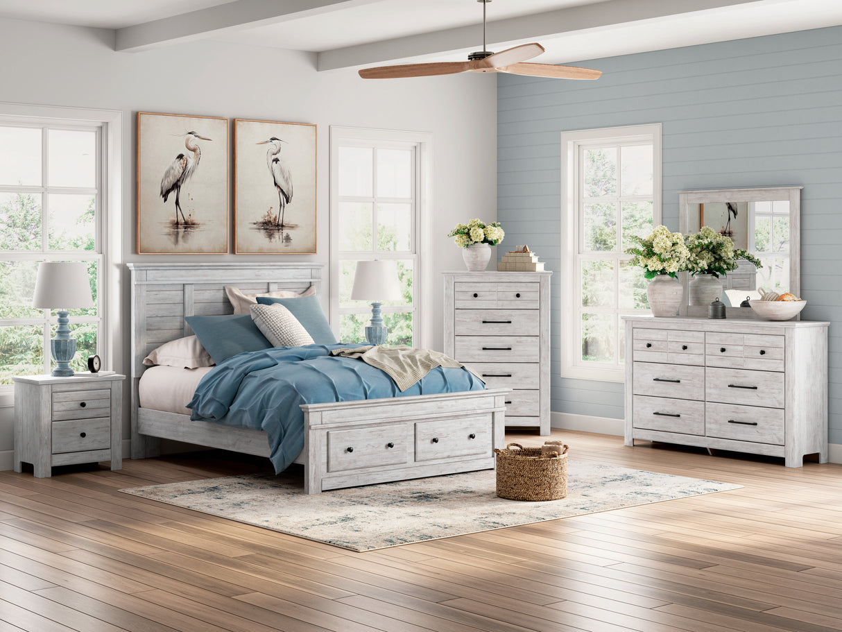 Makidern Whitewash Storage Youth Panel Bedroom Set with 2 Footboard Drawers from Ashley - Luna Furniture