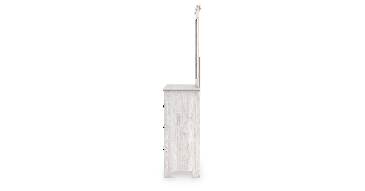 Makidern Whitewash Dresser and Mirror from Ashley Furniture - Luna Furniture