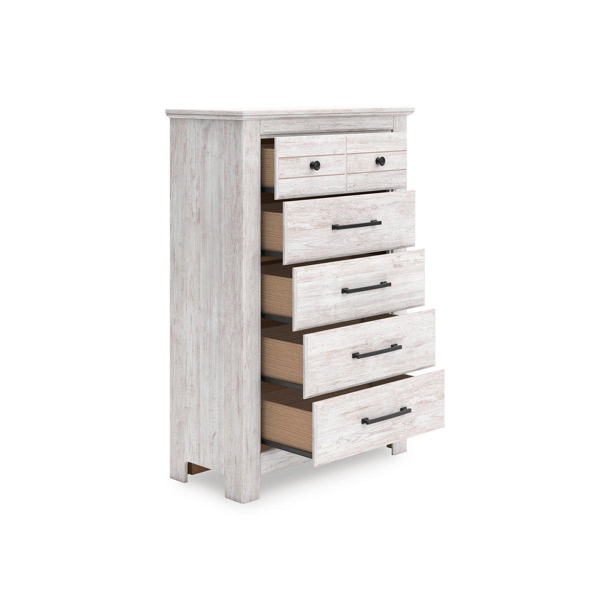 Makidern Whitewash Storage Panel Bedroom Set with 2 One-Side Drawers from Ashley - Luna Furniture