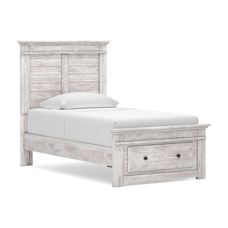 Makidern Whitewash Twin Panel Storage Bed, Dresser and Mirror from Ashley - Luna Furniture