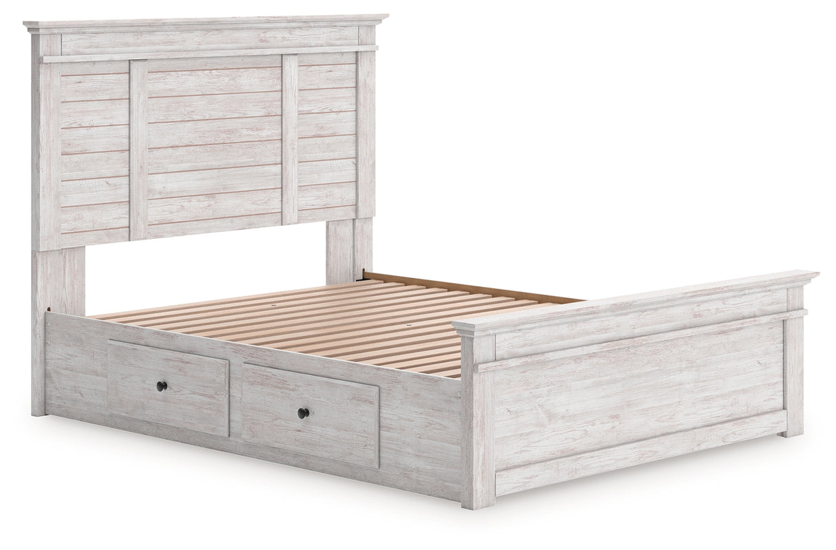 Makidern Whitewash Queen Panel Storage Bed from Ashley Furniture - Luna Furniture