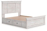 Makidern Whitewash Queen Panel Storage Bed from Ashley Furniture - Luna Furniture