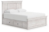 Makidern Whitewash Queen Panel Storage Bed from Ashley Furniture - Luna Furniture