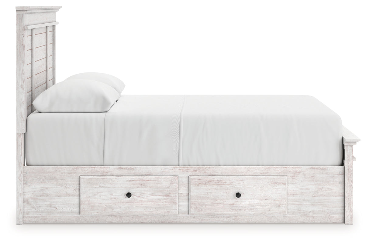 Makidern Whitewash Queen Panel Storage Bed from Ashley Furniture - Luna Furniture
