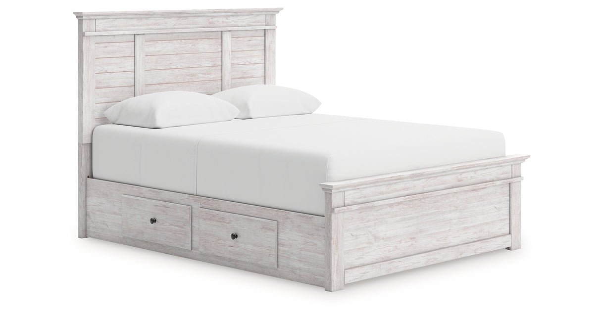 Makidern Whitewash Queen Panel Storage Bed from Ashley - Luna Furniture