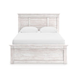 Makidern Whitewash Full Panel Bed with Storage