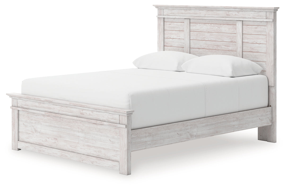 Makidern Whitewash Queen Panel Storage Bed from Ashley Furniture - Luna Furniture