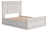 Makidern Whitewash Queen Panel Storage Bed from Ashley Furniture - Luna Furniture