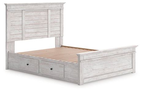 Makidern Whitewash Queen Panel Storage Bed from Ashley Furniture - Luna Furniture