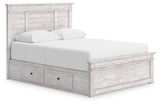 Makidern Whitewash Queen Panel Storage Bed from Ashley Furniture - Luna Furniture