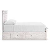Makidern Whitewash King Panel Storage Bed