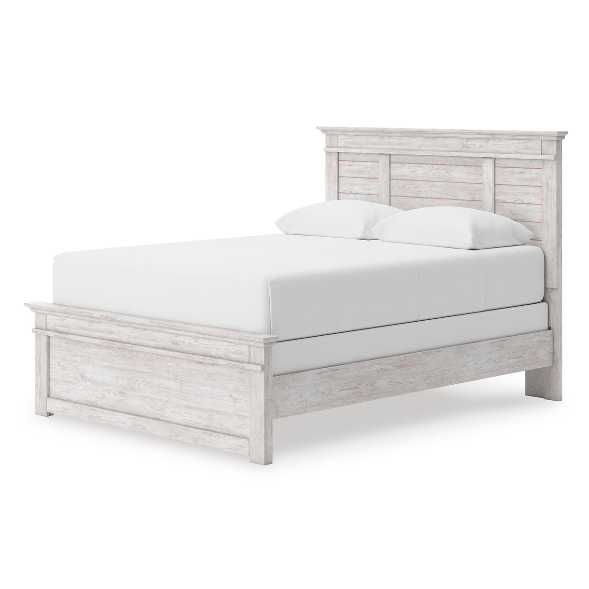 Makidern Whitewash Queen Panel Bed