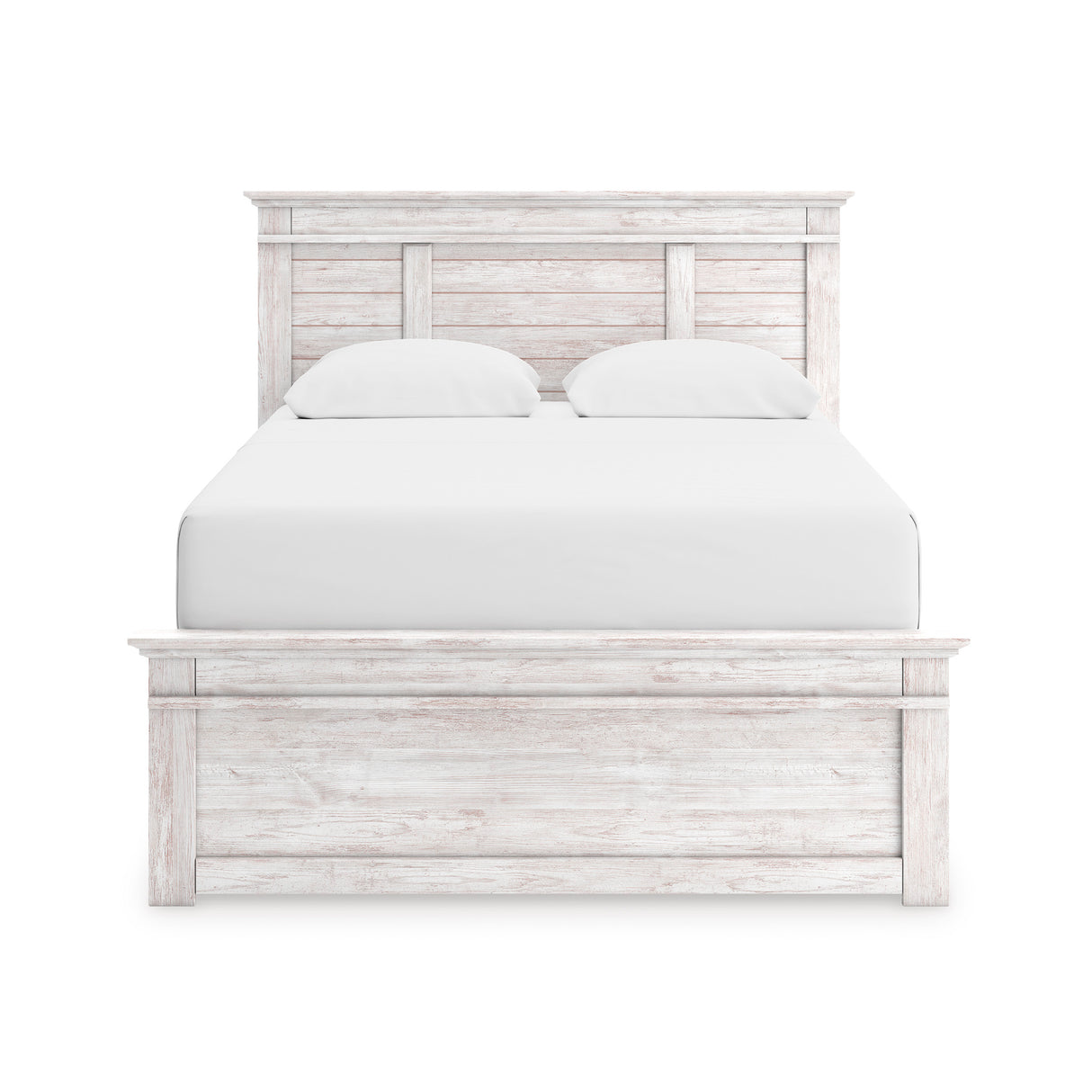 Makidern Whitewash Queen Panel Bed
