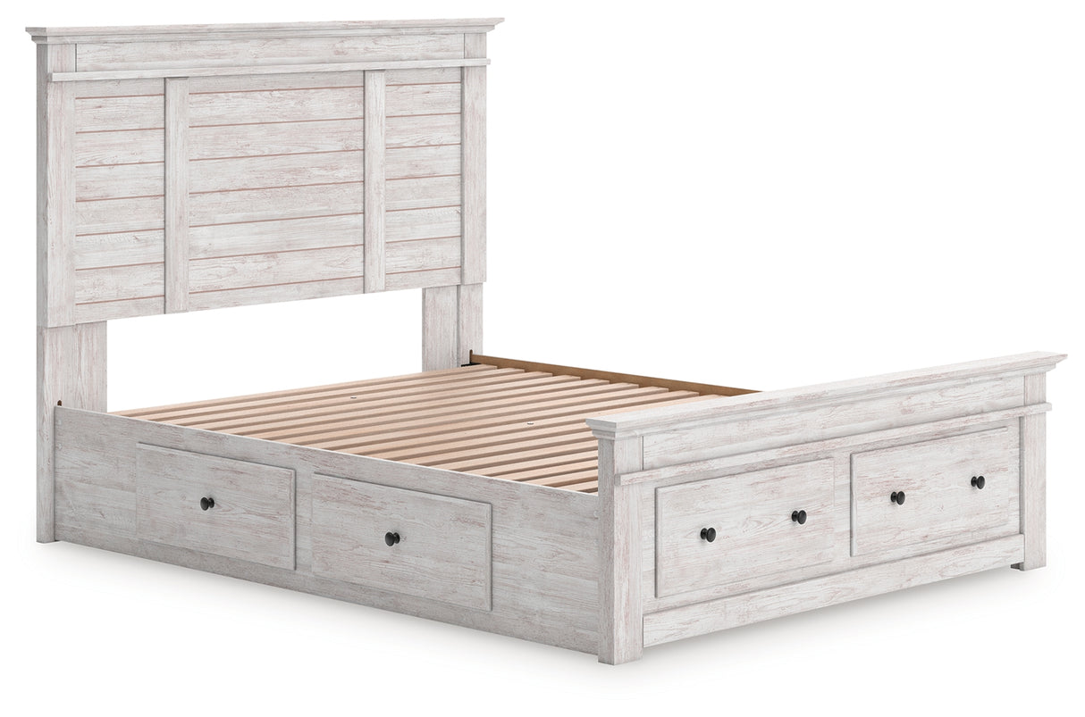 Makidern Whitewash Queen Panel Storage Bed from Ashley Furniture - Luna Furniture