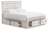 Makidern Whitewash Queen Panel Storage Bed from Ashley Furniture - Luna Furniture