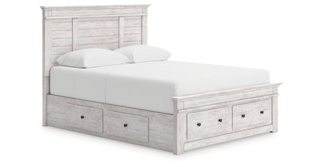 Makidern Whitewash Queen Panel Storage Bed from Ashley - Luna Furniture