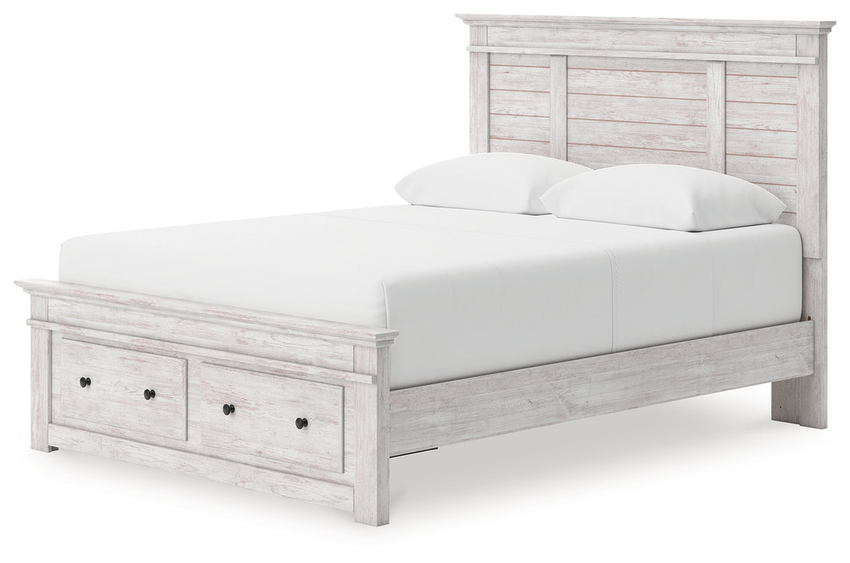 Makidern Whitewash Queen Panel Storage Bed from Ashley Furniture - Luna Furniture
