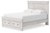 Makidern Whitewash Queen Panel Storage Bed from Ashley Furniture - Luna Furniture