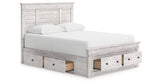 Makidern Whitewash Queen Panel Storage Bed from Ashley Furniture - Luna Furniture