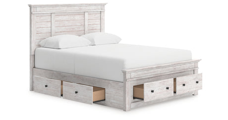 Makidern Whitewash Queen Panel Storage Bed from Ashley - Luna Furniture