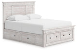 Makidern Whitewash Queen Panel Storage Bed from Ashley Furniture - Luna Furniture