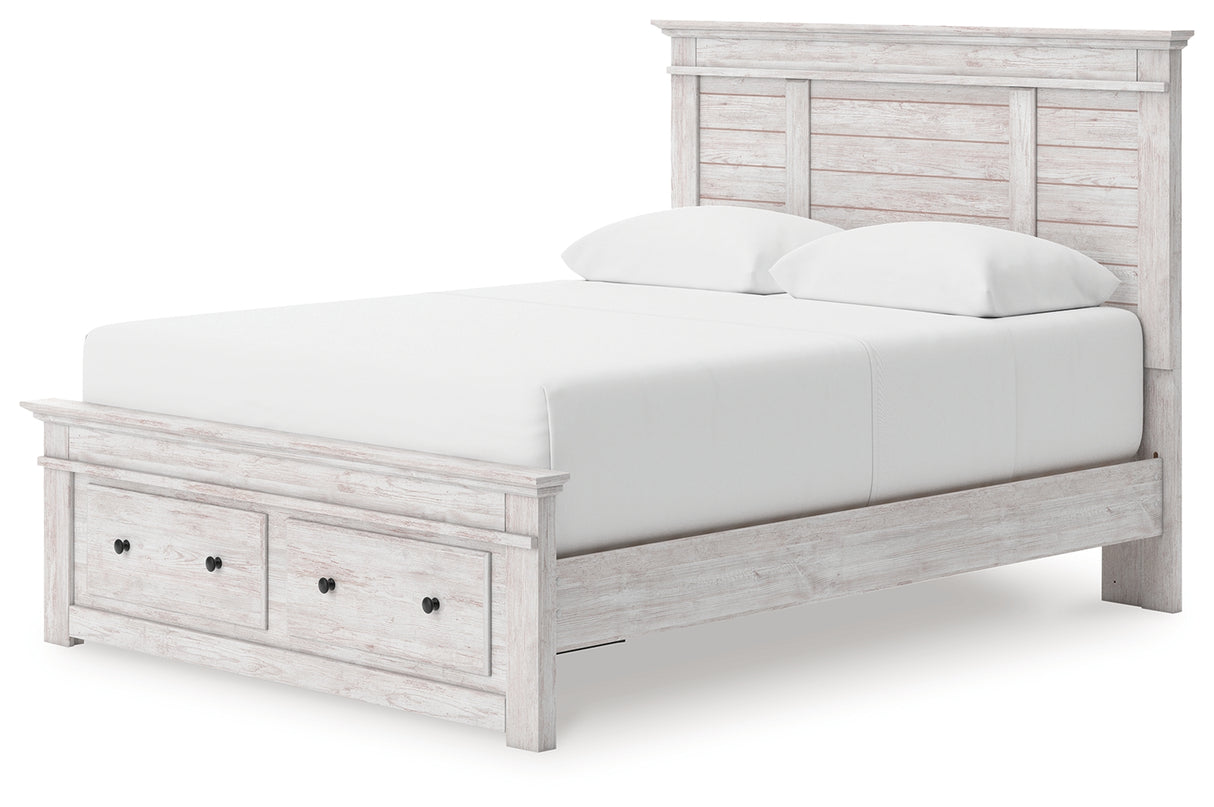 Makidern Whitewash Queen Panel Storage Bed from Ashley Furniture - Luna Furniture