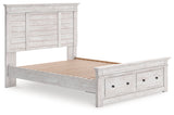 Makidern Whitewash Queen Panel Storage Bed from Ashley Furniture - Luna Furniture