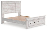 Makidern Whitewash Queen Panel Storage Bed from Ashley Furniture - Luna Furniture
