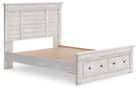 Makidern Whitewash Queen Panel Storage Bed from Ashley Furniture - Luna Furniture