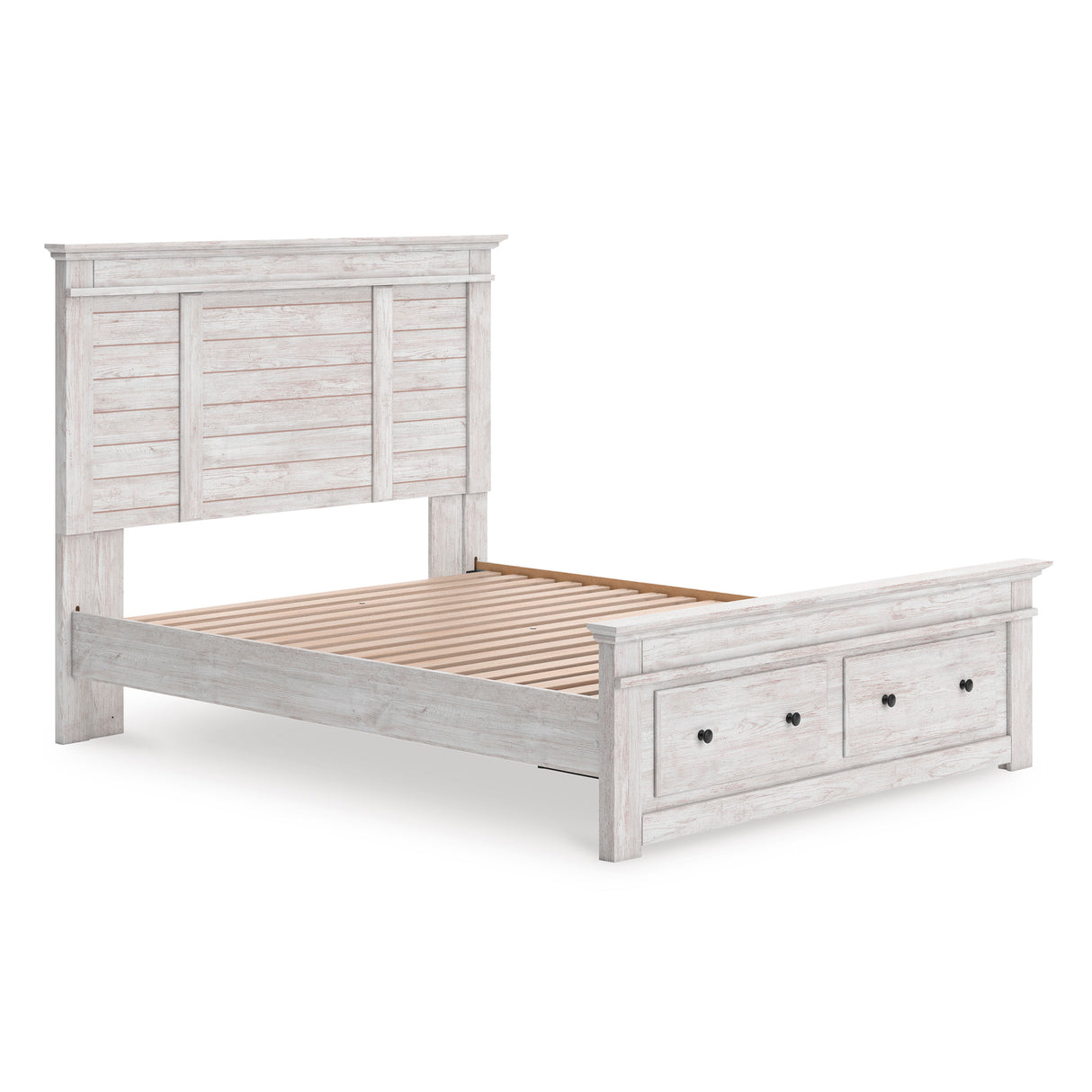 Makidern Whitewash King Panel Storage Bed