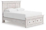 Makidern Whitewash Queen Panel Storage Bed from Ashley Furniture - Luna Furniture