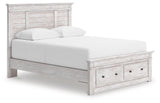 Makidern Whitewash Queen Panel Storage Bed from Ashley Furniture - Luna Furniture