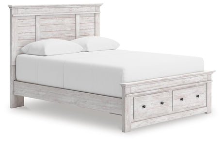 Makidern Whitewash Queen Panel Storage Bed from Ashley Furniture - Luna Furniture