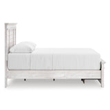 Makidern Whitewash King Panel Storage Bed
