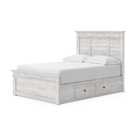 Makidern Whitewash Full Panel Storage Bed from Ashley - Luna Furniture