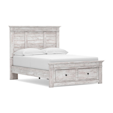 Makidern Whitewash Full Panel Storage Bed, Dresser and Mirror from Ashley - Luna Furniture