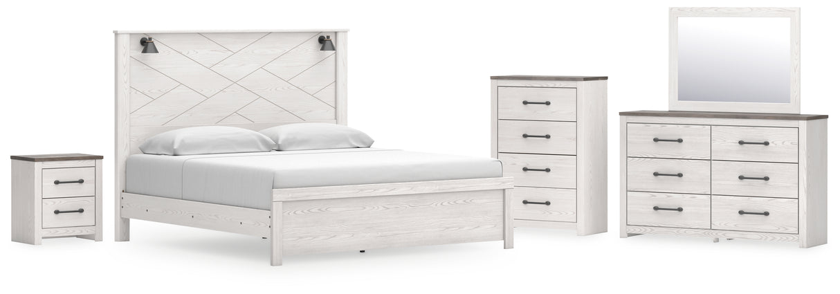 Gerridan White/Gray LED Panel Bedroom Set from Ashley Furniture - Luna Furniture