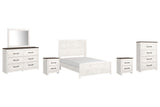 Gerridan Full Panel Bed with Mirrored Dresser, Chest and 2 Nightstands in White/Gray from Ashley - Luna Furniture
