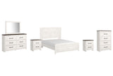 Gerridan White/Gray Queen Panel Bed with Dresser and Mirror, Chest and 2 Nightstands from Ashley Furniture - Luna Furniture