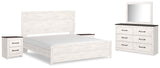 Gerridan White/Gray King Panel Bed with Mirrored Dresser and 2 Nightstands from Ashley - Luna Furniture