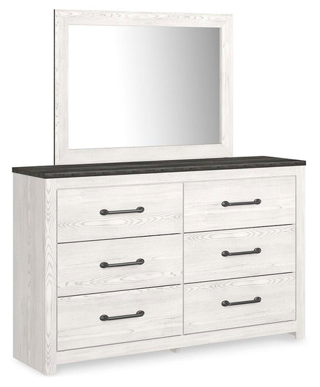 Gerridan White/Gray Queen Panel Bed with Mirrored Dresser, Chest and Nightstand from Ashley - Luna Furniture