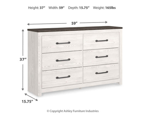 Gerridan Queen Panel Bed with Dresser in White/Gray from Ashley - Luna Furniture