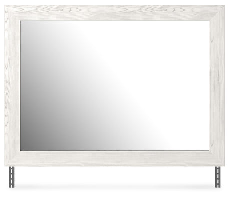 Gerridan Queen Panel Bed with Mirrored Dresser and 2 Nightstands in White/Gray from Ashley - Luna Furniture