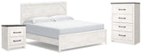 Gerridan White/Gray King Panel Bed, Chest and Nightstand from Ashley Furniture - Luna Furniture