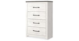 Gerridan Queen Panel Bed with Mirrored Dresser and Chest in White/Gray from Ashley Furniture - Luna Furniture