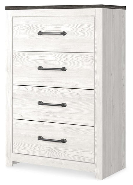 Gerridan White/Gray King Panel Bed, Chest and Nightstand from Ashley - Luna Furniture