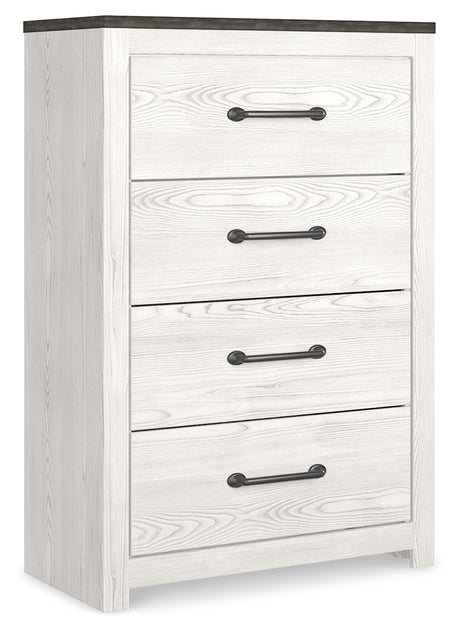 Gerridan White/Gray King Panel Bed, Chest and Nightstand from Ashley - Luna Furniture
